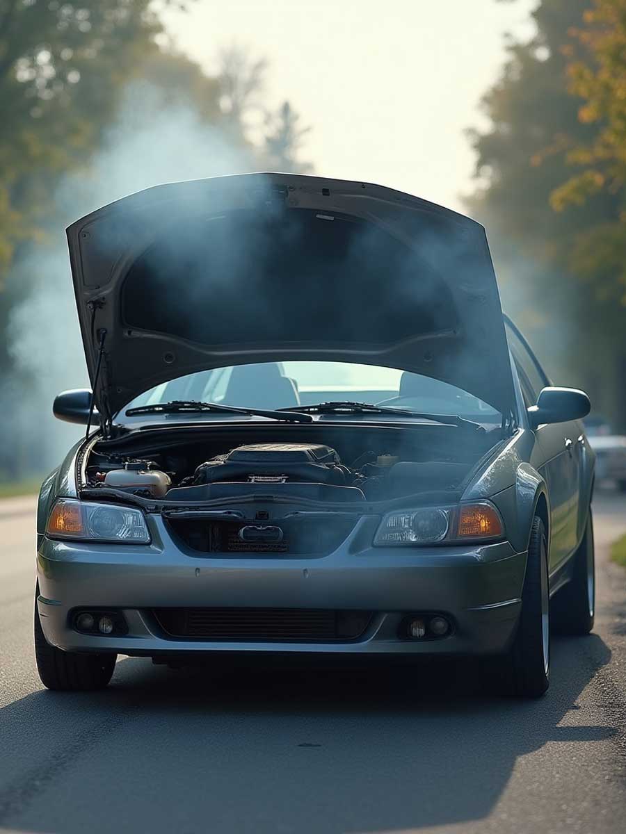 Turboschaden mit geöfneter Motorhaube